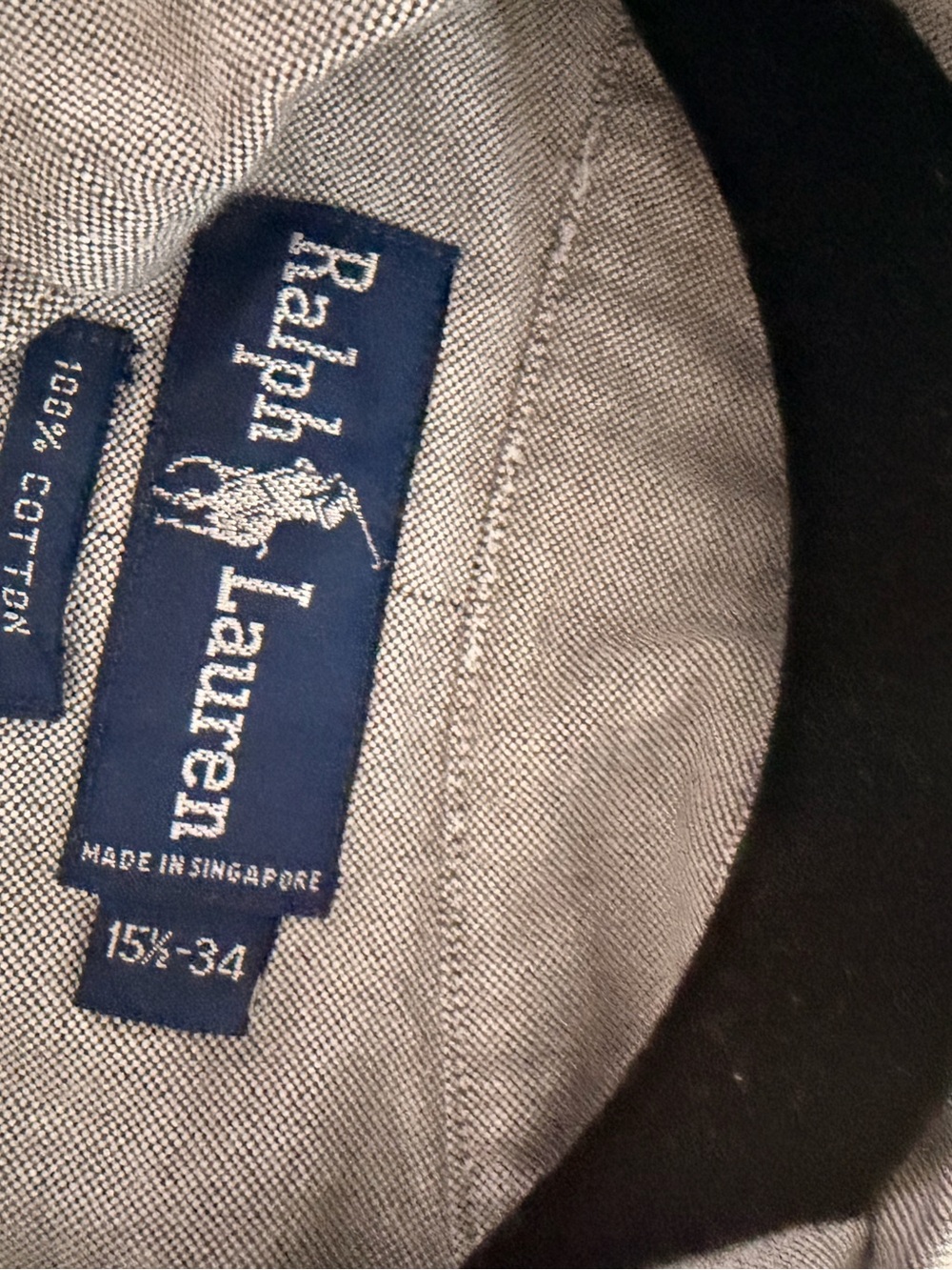 Ralph Lauren Gray Button-Up Shirt with Navy Label